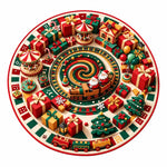 Christmas Rug Round Santa Print Easy-Clean