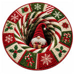 Christmas Rug Round Santa Print Easy-Clean