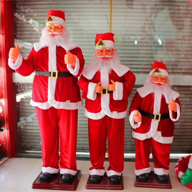 Christmas Santa Figurine Plush Red Suit Durable & Lightweight