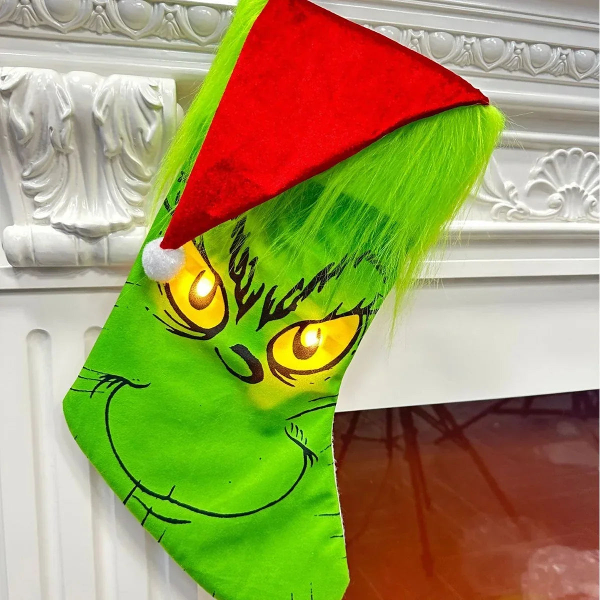 Christmas Stocking Character Face Fluffy Cuff Durable Fabric