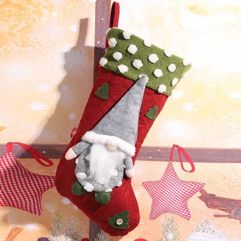 Christmas Stocking Gnome Design Felt Hanging Loop