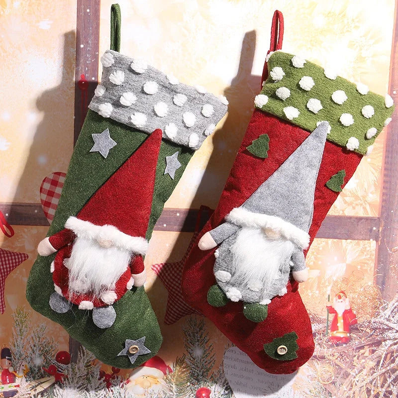 Christmas Stocking Gnome Design Felt & Soft Fabric