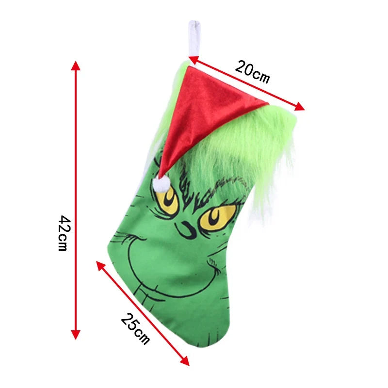 Christmas Stocking Grinch Design Spacious Durable Soft Fabric