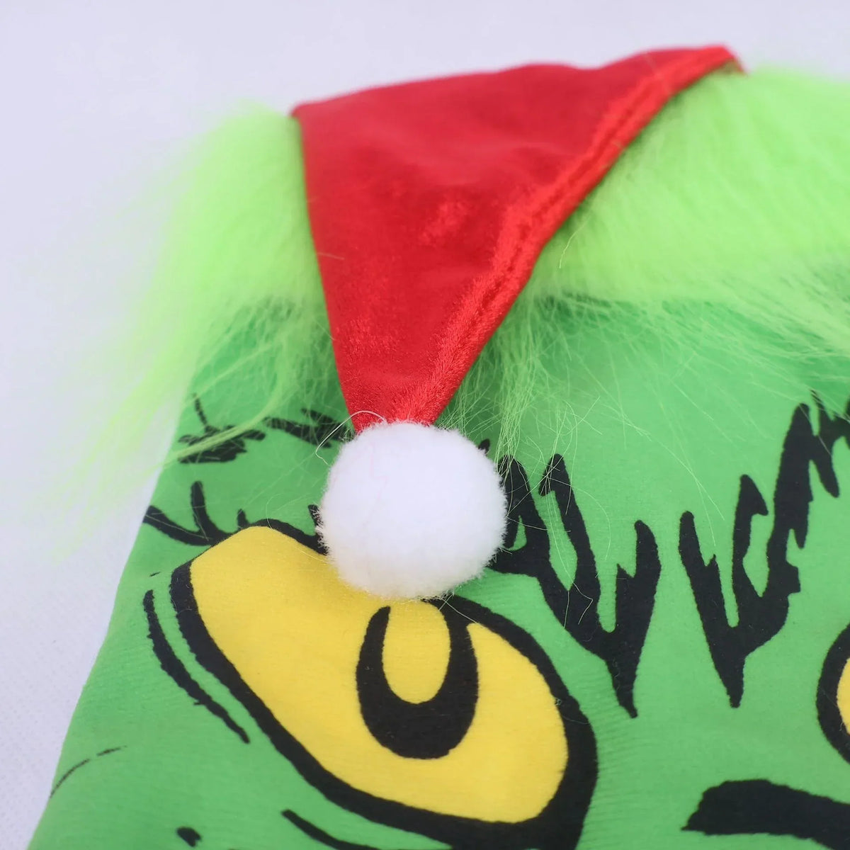 Christmas Stocking Grinch Face Fluffy Cuff Spacious Interior