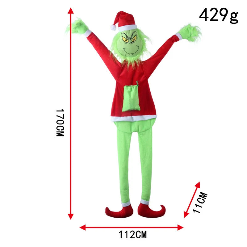 Christmas Stocking Grinch Motif Spacious Soft Fabric & Loop