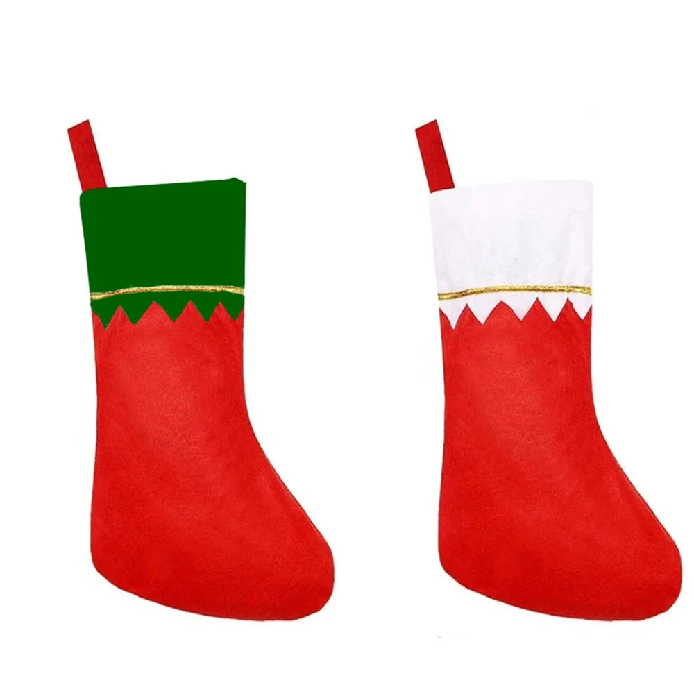 Christmas Stocking Large White Wave & Gold Trim