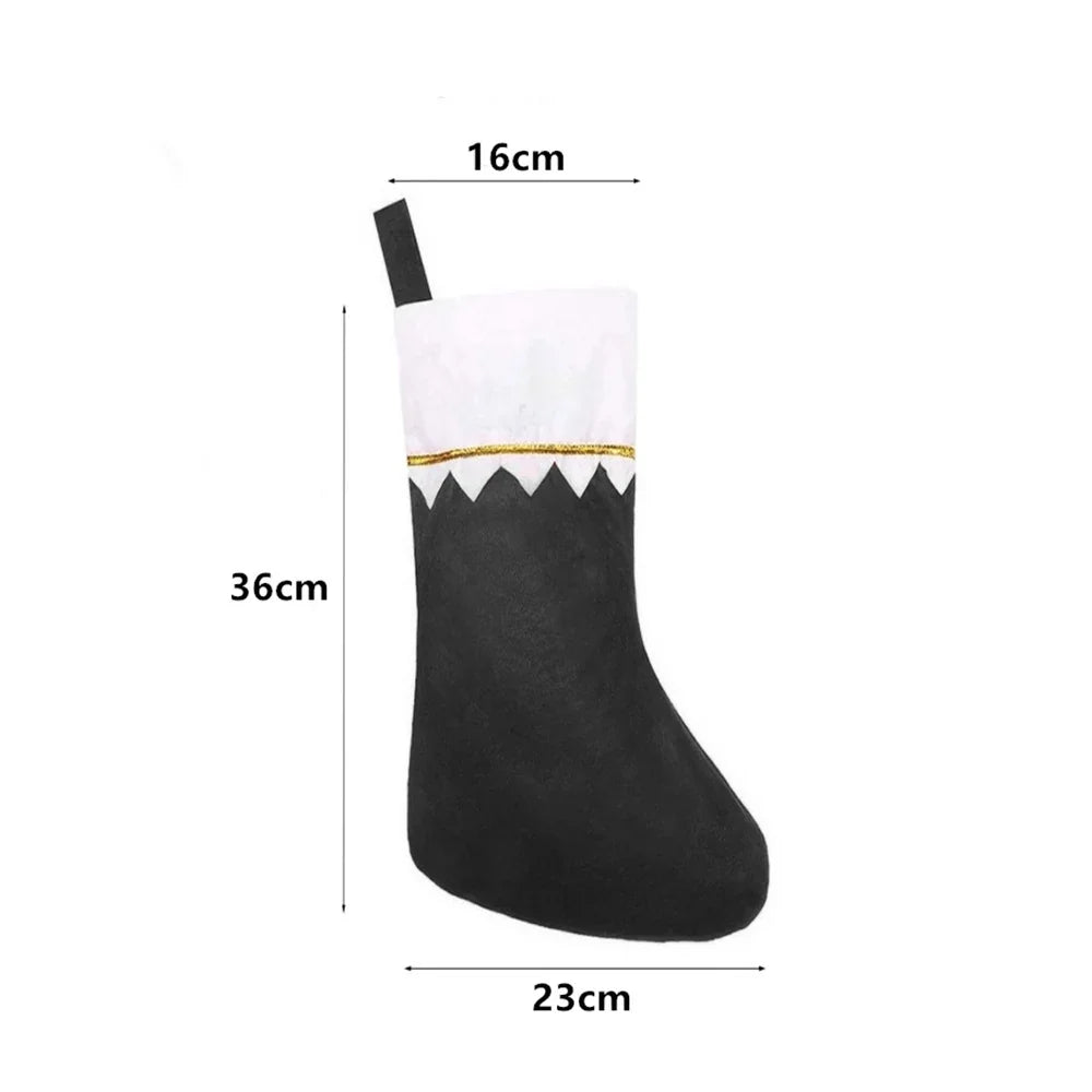 Christmas Stocking Large White Wave & Gold Trim