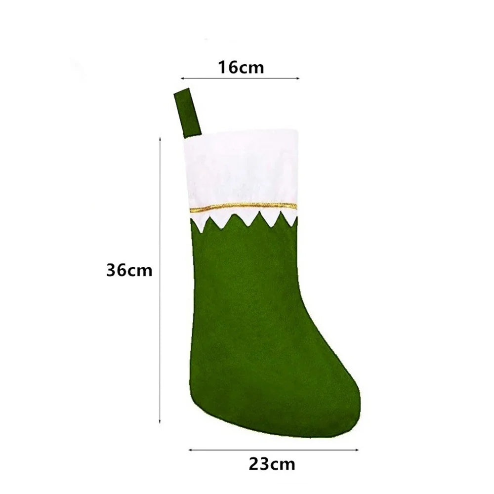 Christmas Stocking Large White Wave & Gold Trim