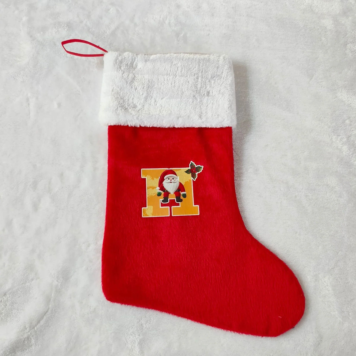 Christmas Stocking Personalized Red Plush With White Trim