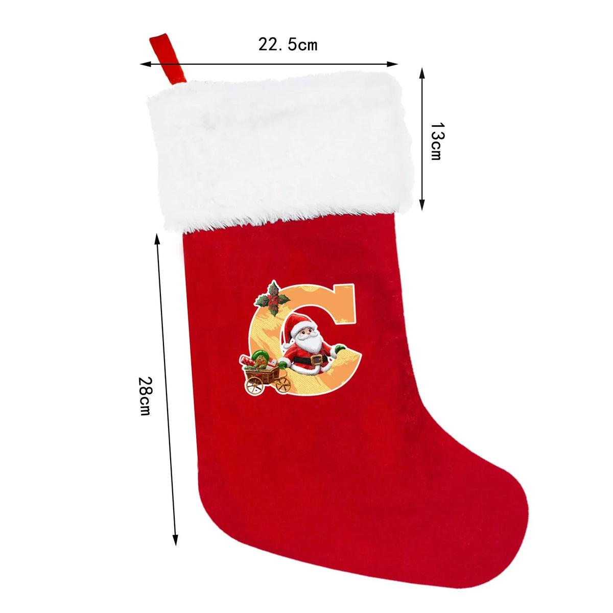 Christmas Stocking Personalized Red Plush With White Trim