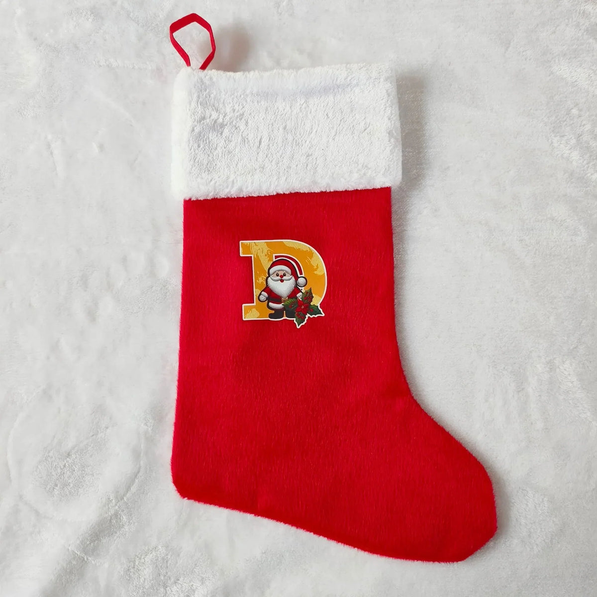 Christmas Stocking Personalized Red Plush With White Trim