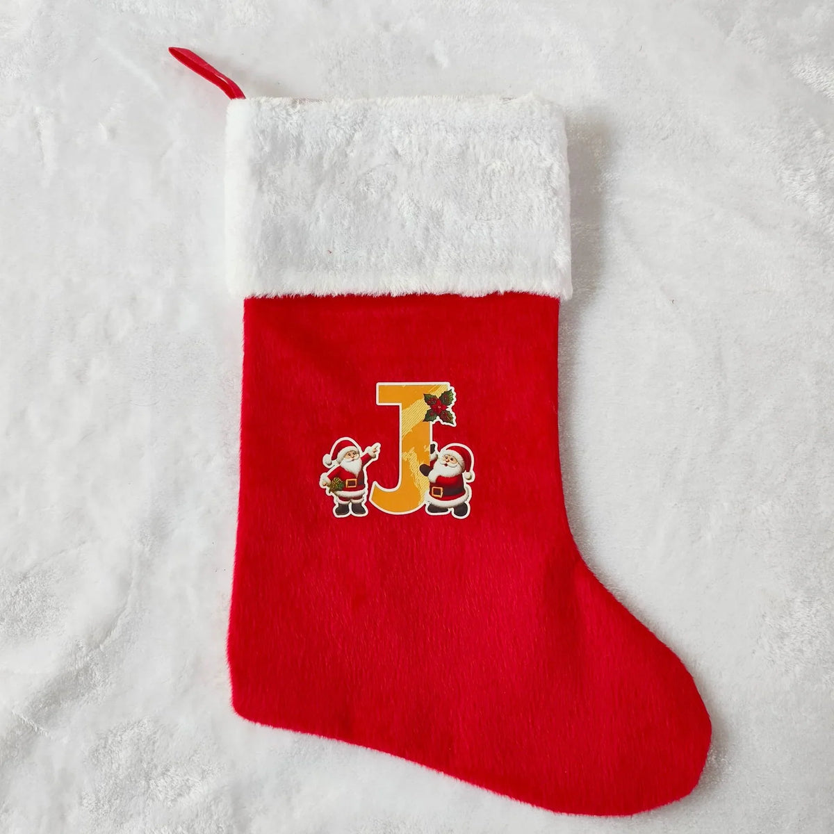 Christmas Stocking Personalized Red Plush With White Trim