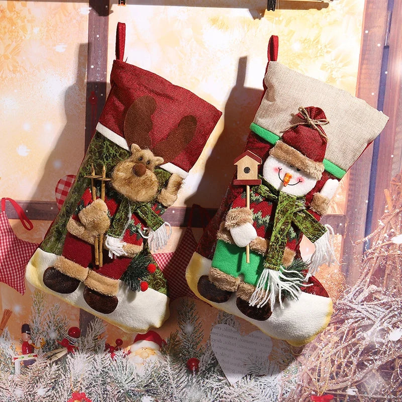 Christmas Stocking Reindeer Motif Soft Durable Fabric