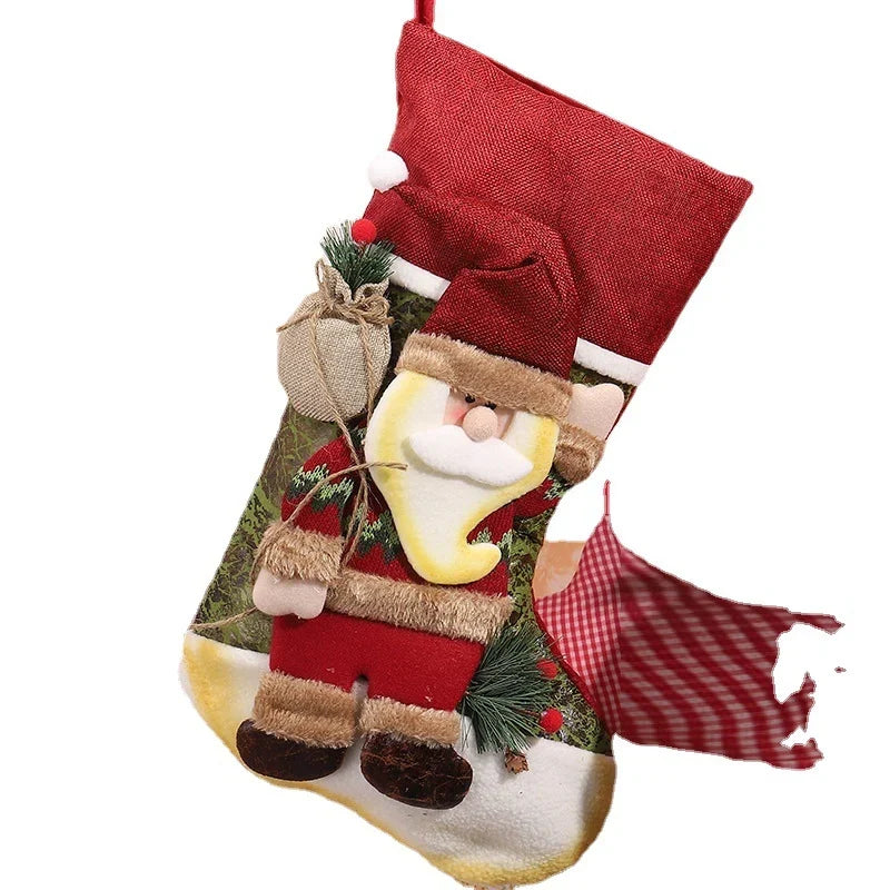 Christmas Stocking Reindeer Motif Soft Durable Fabric