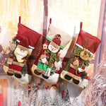 Christmas Stocking Reindeer Motif Soft Durable Fabric Hanging Loop