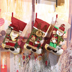 Christmas Stocking Reindeer Motif Soft Durable Fabric Hanging Loop