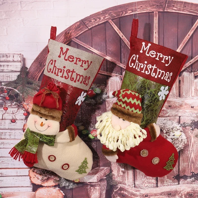 Christmas Stocking Snowman Design Soft Durable Spacious
