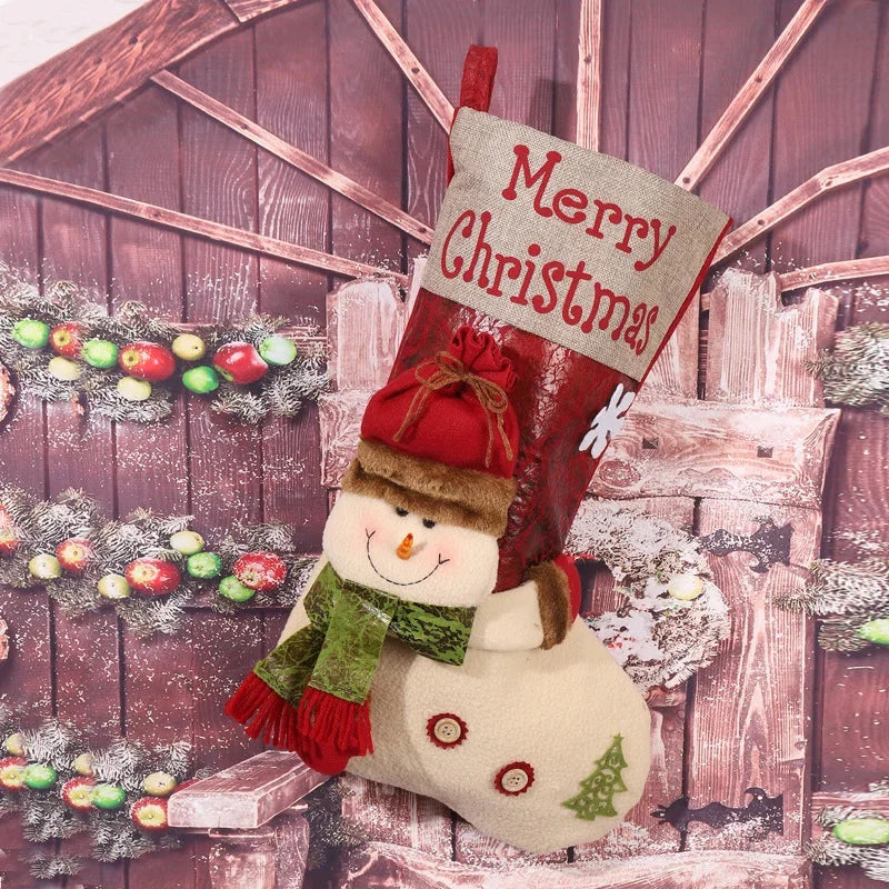 Christmas Stocking Snowman Design Soft Durable Spacious