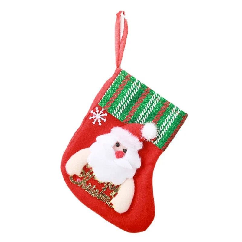 Christmas Stocking Soft Felt Santa Motif & Hanging Loop