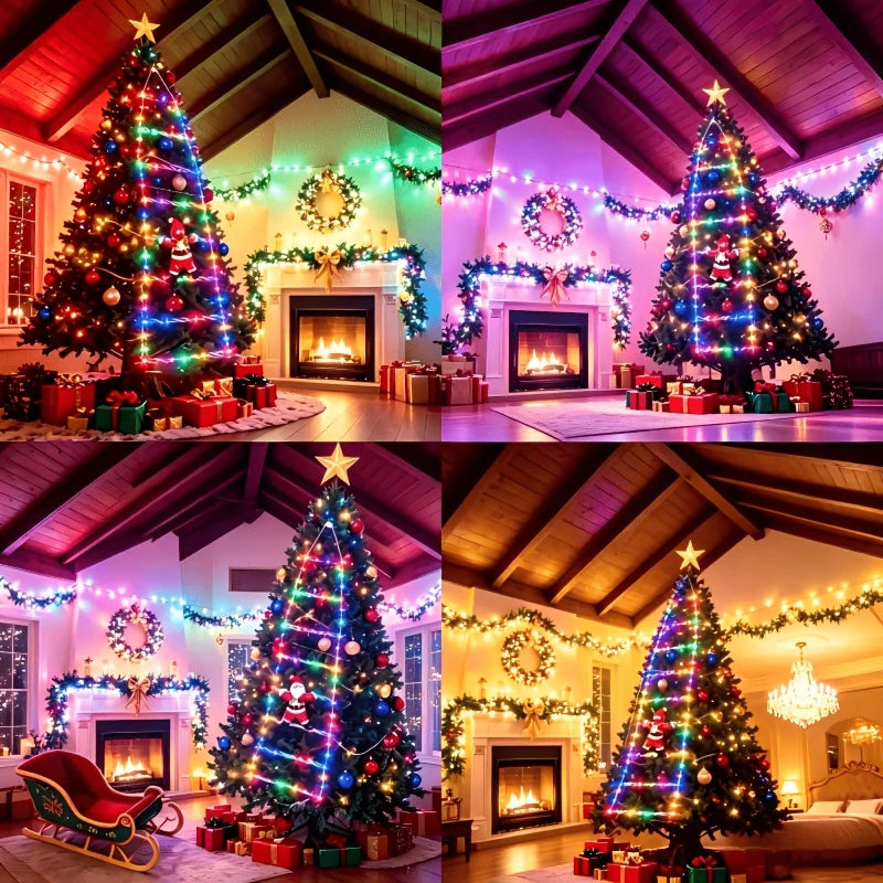 Christmas String Lights Santa Climbing Ladder 8 Modes