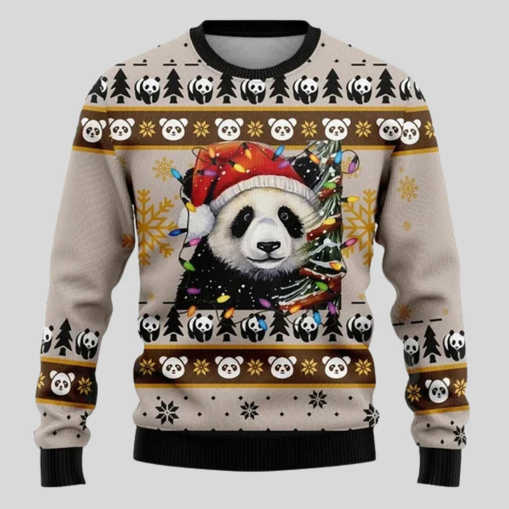 Christmas Sweater Polar Bear Graphic Knit Crew Neck Long Sleeve