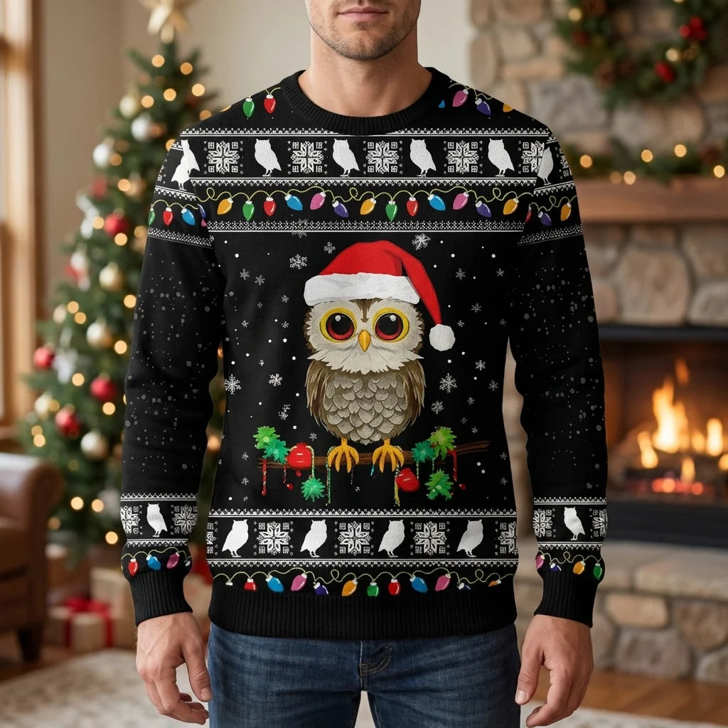 Christmas Sweater Polar Bear Graphic Knit Crew Neck Long Sleeve