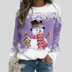 Christmas Sweatshirt Snowman Graphic Relaxed Fit Crewneck
