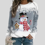 Christmas Sweatshirt Snowman Graphic Relaxed Fit Crewneck