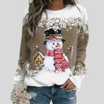 Christmas Sweatshirt Snowman Graphic Relaxed Fit Crewneck