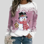 Christmas Sweatshirt Snowman Graphic Relaxed Fit Crewneck