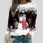 Christmas Sweatshirt Snowman Graphic Relaxed Fit Crewneck