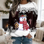 Christmas Sweatshirt Snowman Graphic Relaxed Fit Crewneck