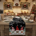 Christmas Table Runner 100% Linen Snowflake And Elf Design