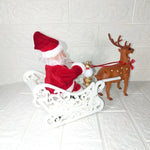 Christmas Tabletop Decoration Handcrafted Red Sleigh & Reindeer