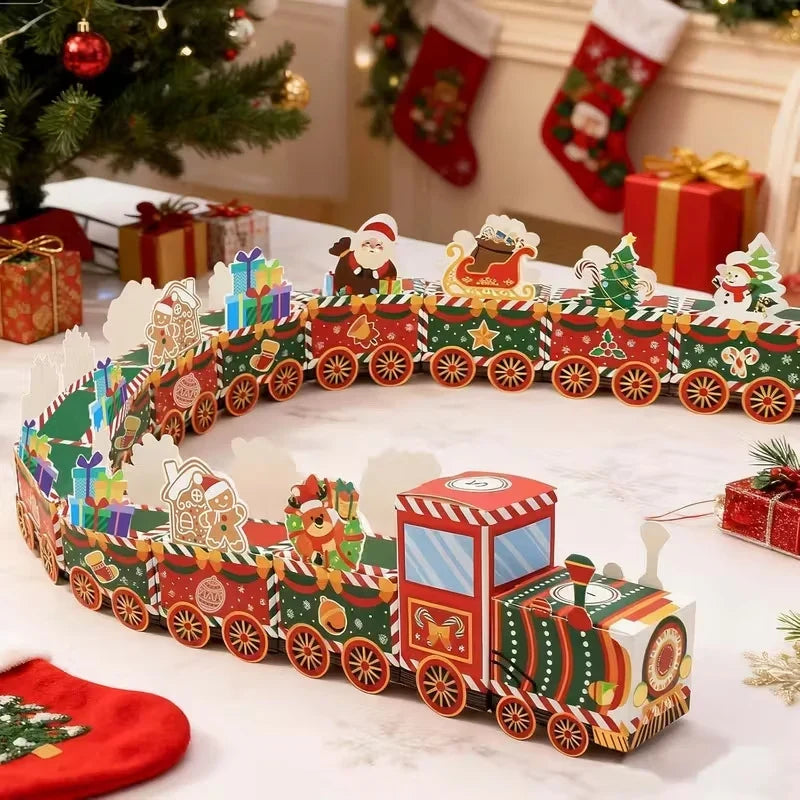 Christmas Train Decoration Sturdy Paper Intricate Figures Tabletop & Mantel