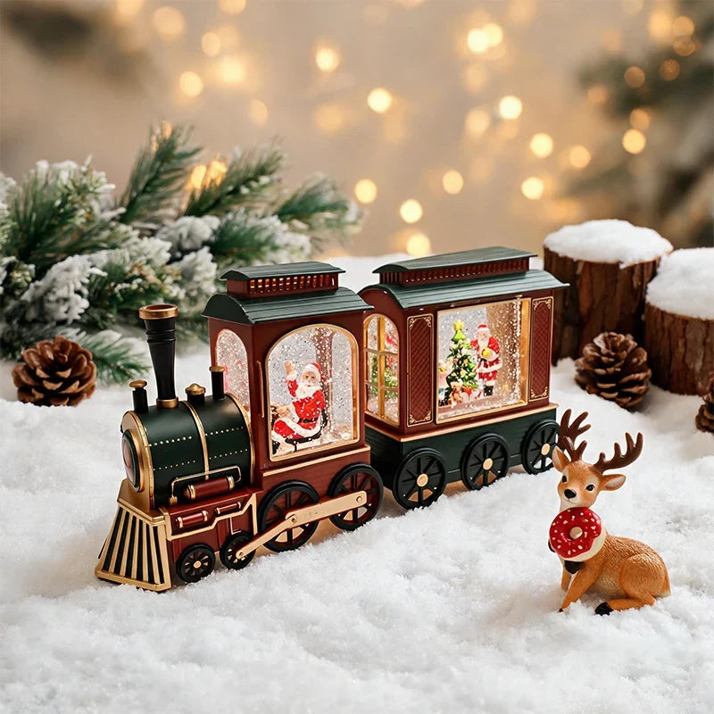 Christmas Train Lantern Moving Santa Warm Ambient Light