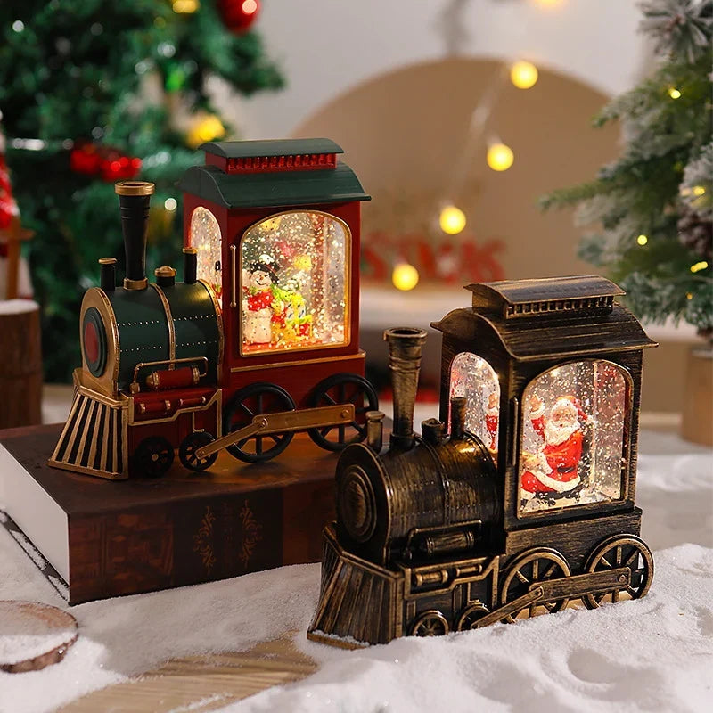 Christmas Train Lantern Moving Santa Warm Ambient Light