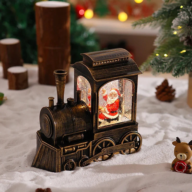 Christmas Train Lantern Moving Santa Warm Ambient Light