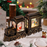 Christmas Train Lantern Tabletop Moving Santa Warm Light