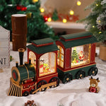 Christmas Train Lantern Tabletop Moving Santa Warm Light