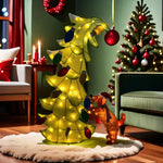Christmas Tree Glowing Dog Design Colorful LEDs Weather-Resistant