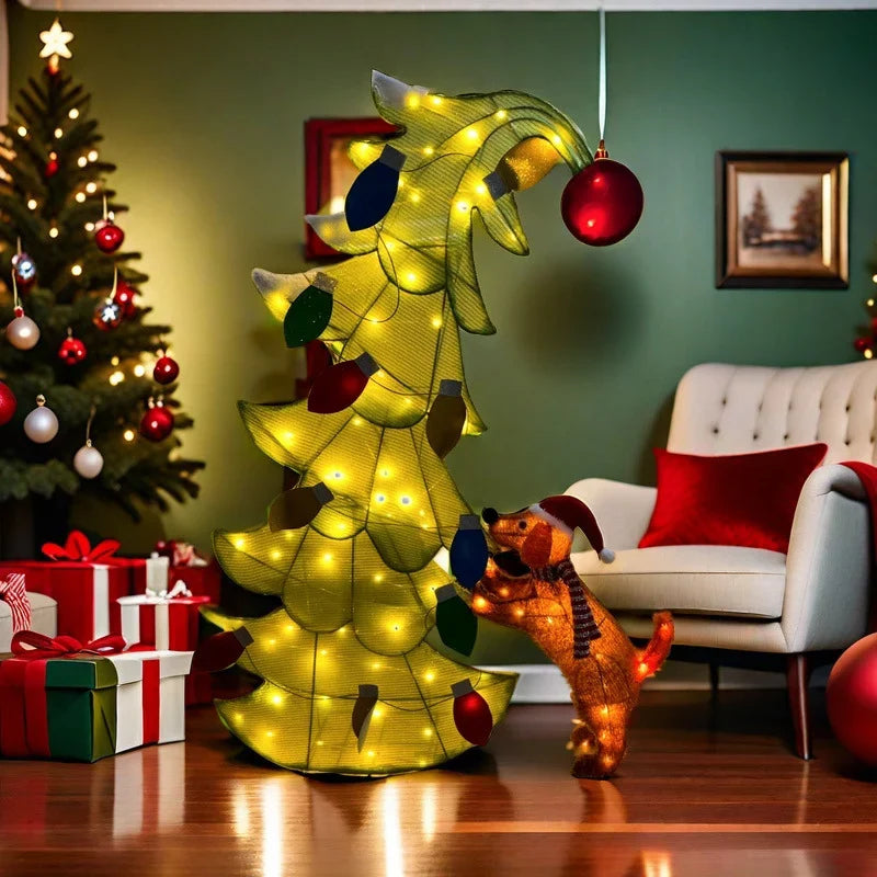 Christmas Tree Pre-Lit Colorful Lights Weather-Resistant