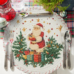 Christmas Tree Skirt Braided Cotton Quilted Hides Cords