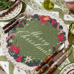 Christmas Tree Skirt Braided Cotton Quilted Hides Cords