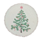 Christmas Tree Skirt Braided Cotton Quilted Hides Cords