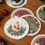 Christmas Tree Skirt Quilted Braided Cotton Hides Stand