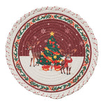Christmas Tree Skirt Quilted Braided Cotton Hides Stand