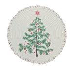 Christmas Tree Skirt Quilted Braided Cotton Hides Stand