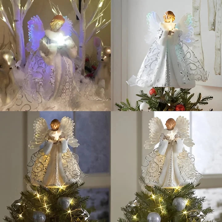 Christmas Tree Topper Animated Fiber-Optic Wings & Illuminated Star