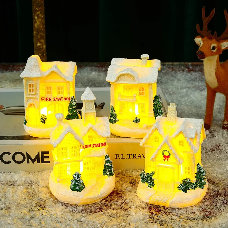 Christmas Village Ceramic Glitter Integrated LED
